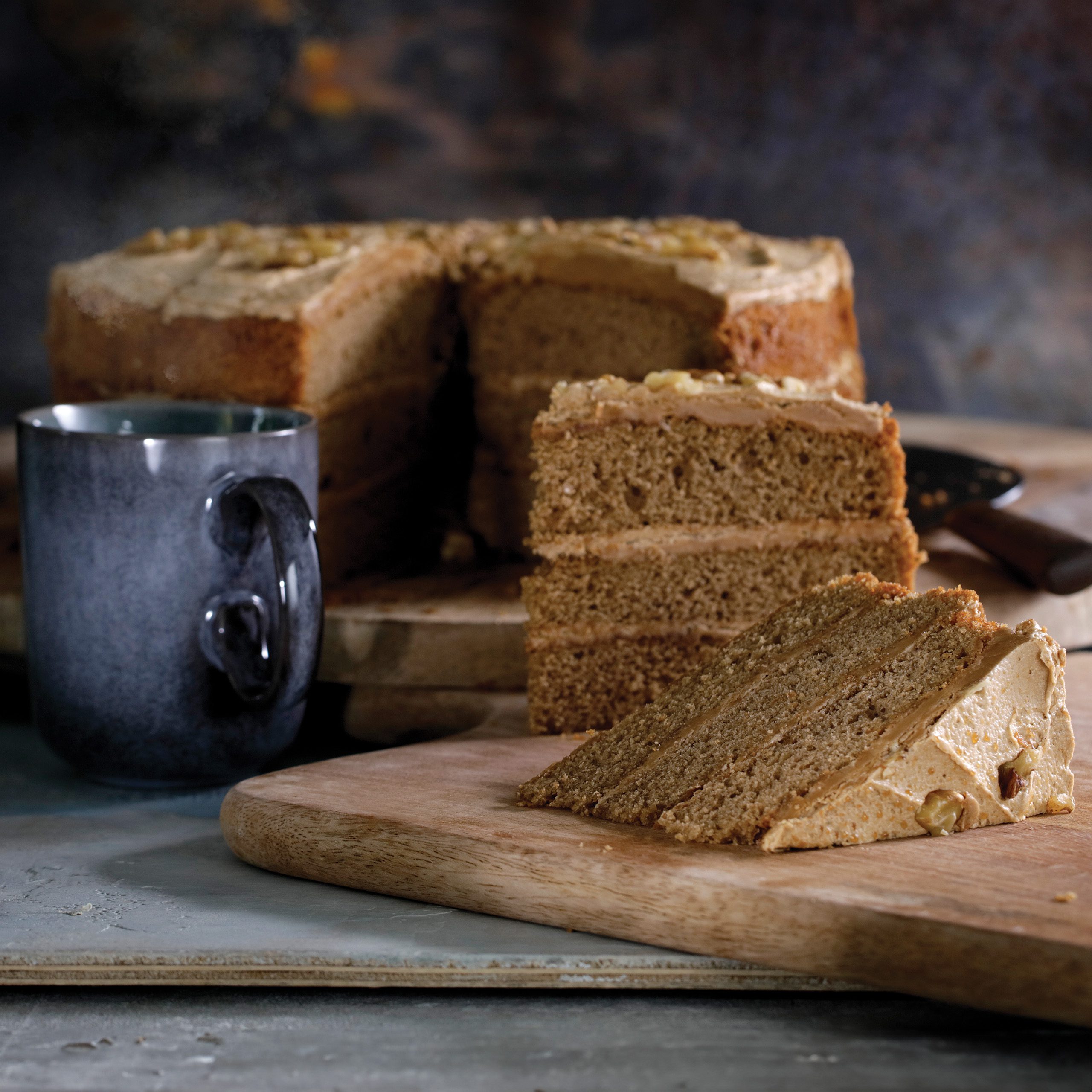 Triple Coffee & Walnut Cake